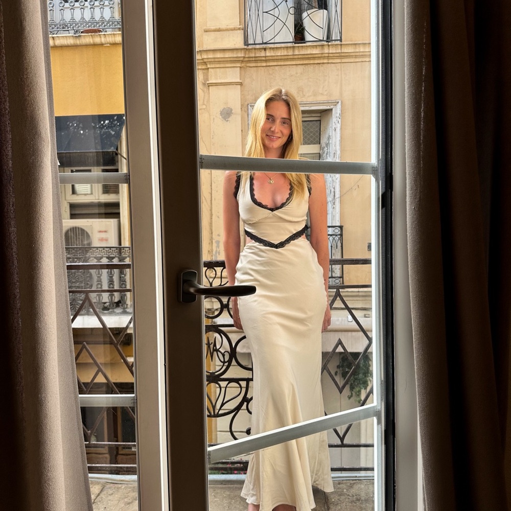 Princess Polly Cream and Black Dress